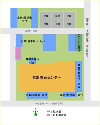 東部市民センター駐車場マップ